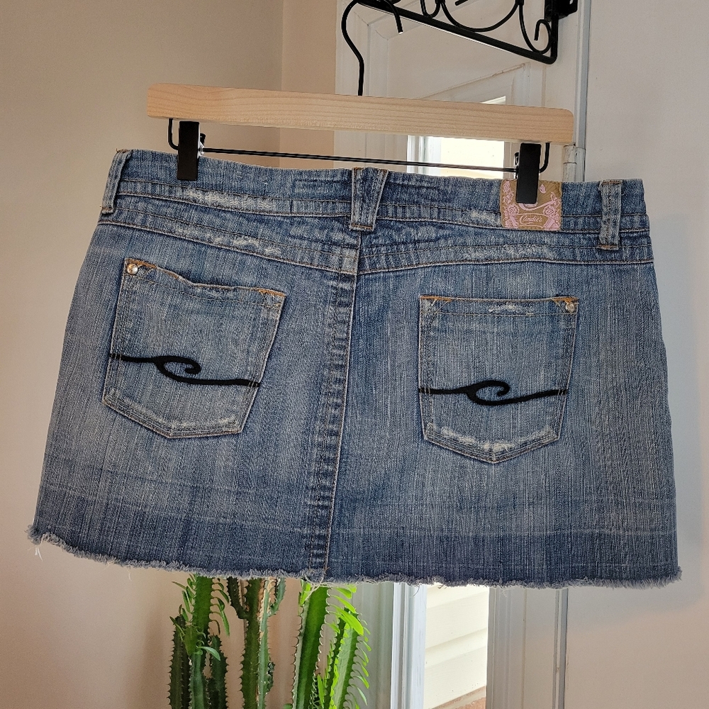 Candies Jeans‎ Y2K Mini Jean Skirt, Size Juiniors 13, 26in Waist - Picture 6 of 9
